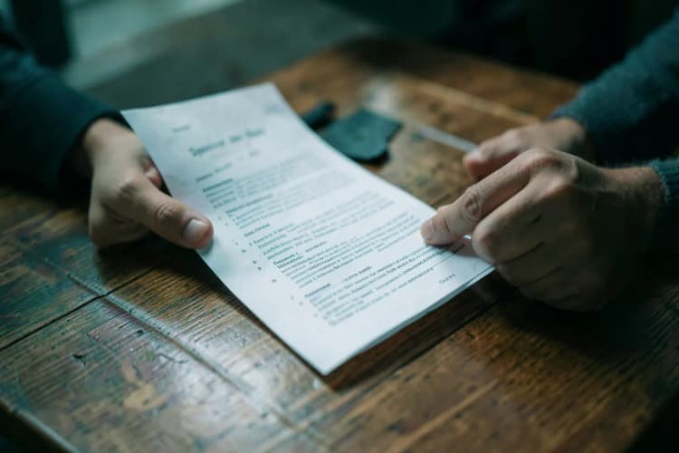 Advogado analisando documentos em uma mesa